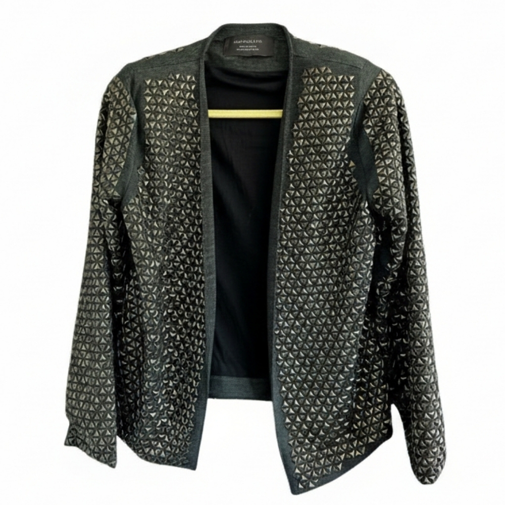 ZARA COLLECTION Edgy Black Waterfall Jacket with Studs